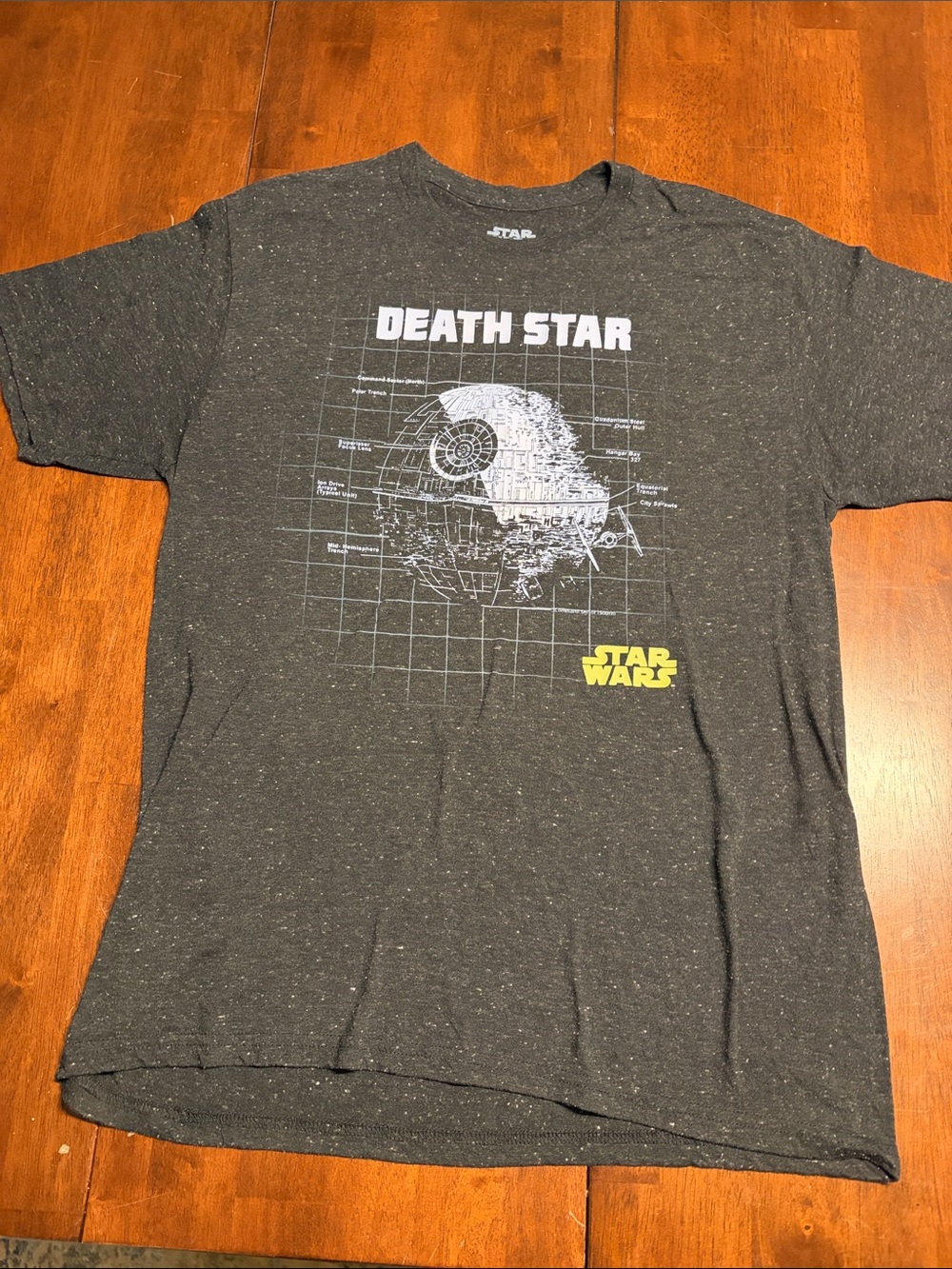 Star Wars Death Star Blueprint Tee - Charcoal with Yellow Logo